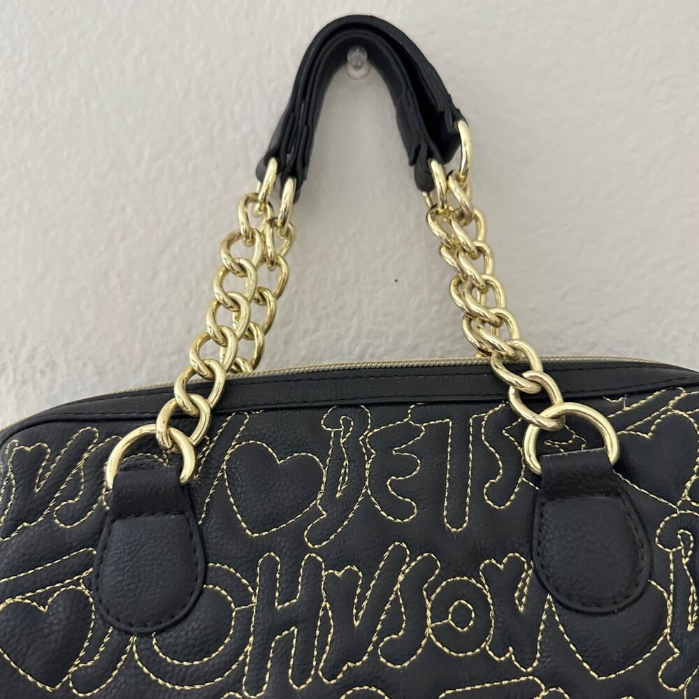 Betsey Johnson Handbag Logo Quilted Be Mine Gold … - image 8